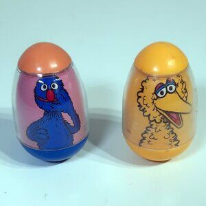 Vintage 1982 Sesame Street Weebles Big Bird & Grover Playskool Roly Toy Lot 2